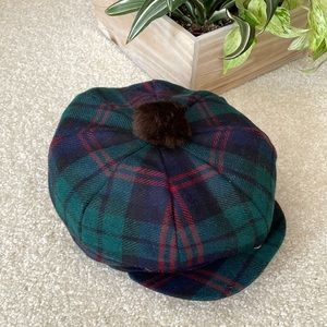 Davidson Tartan Tam O'Shanter Blue Green Plaid Scottish Bonnet Golf Cap